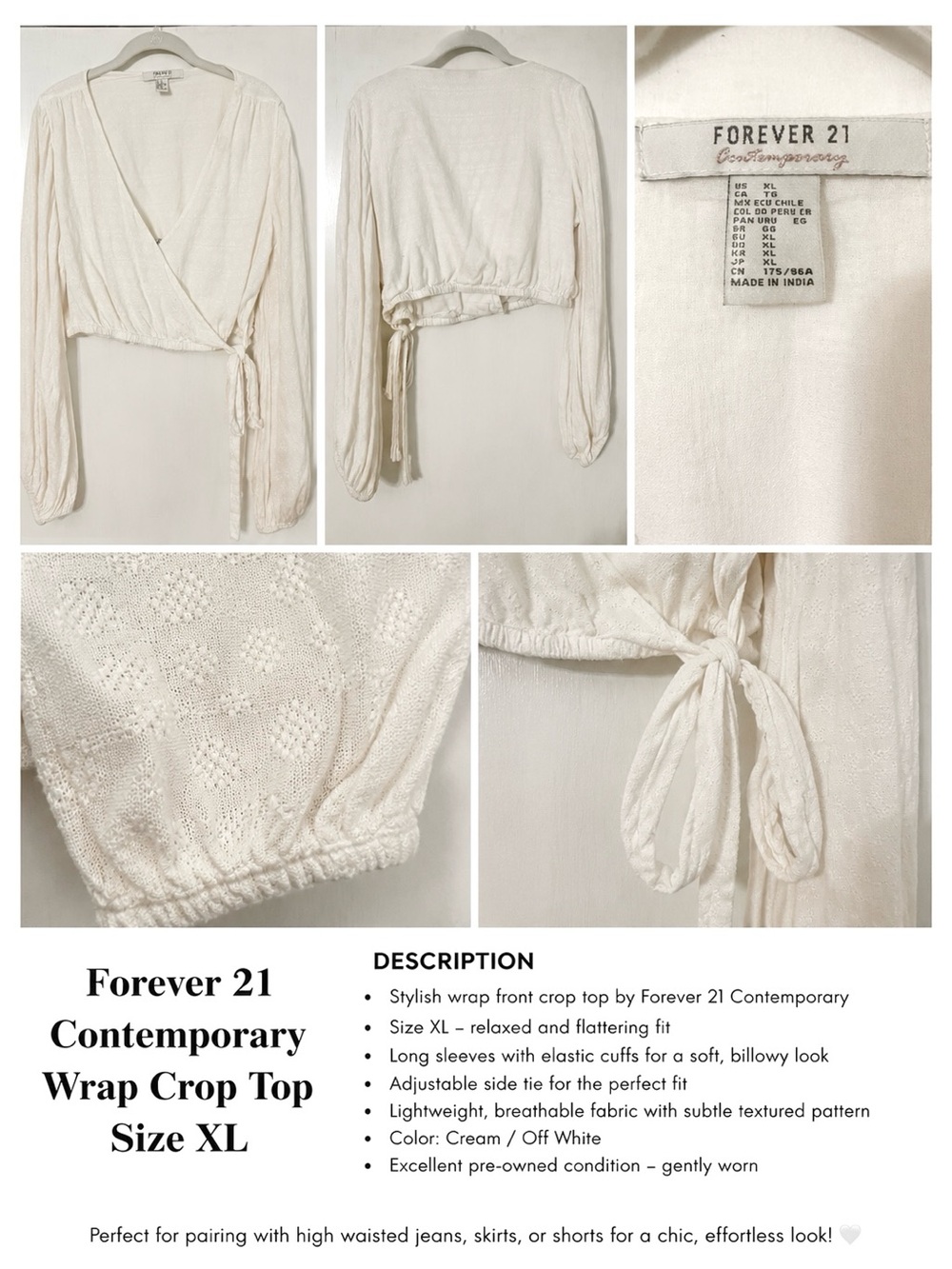 Forever 21 White Wrap Crop Top